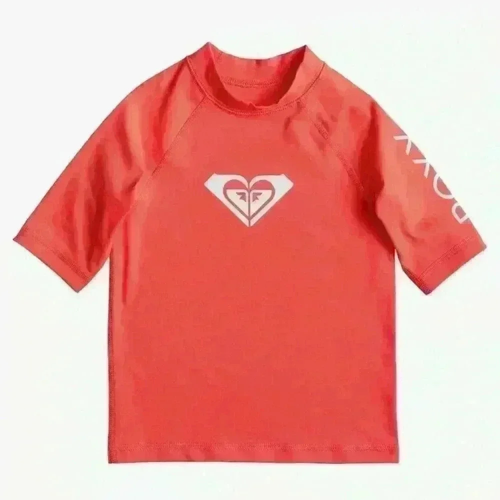 Roxy Girls' Whole Hearted Short Sleeve Rashguard Surf Shirt 7/ XS